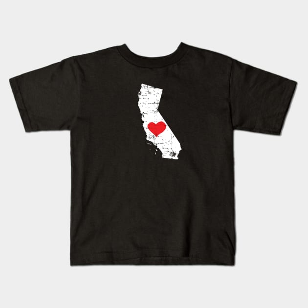 <3 California State Map Gift T Shirt for Men Women and Kids Kids T-Shirt by HopeandHobby